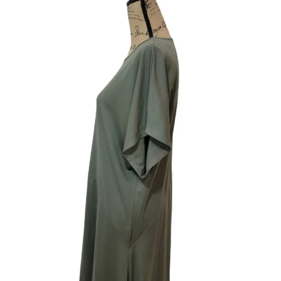 ZARA Womens Regular Oversized Army Green Shirt Dress Shark Bite Hem Size Small - Picture 12 of 16